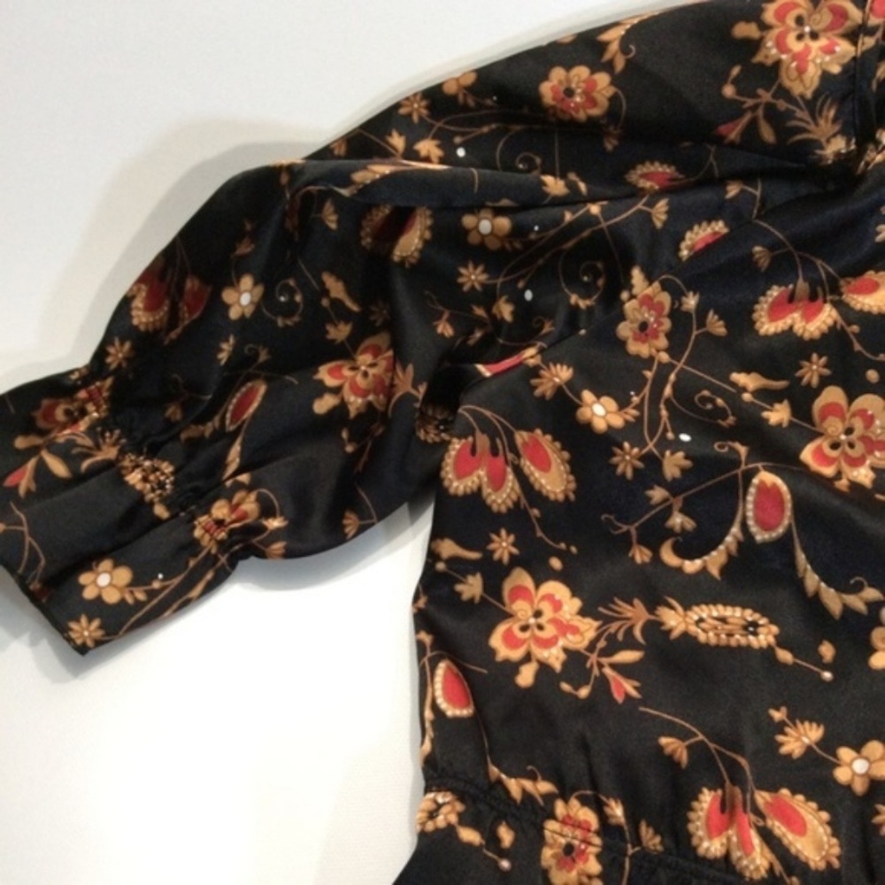 Jones New York | Dress Floral Neutral Black Fall Colors Orange Brown - Picture 7 of 9